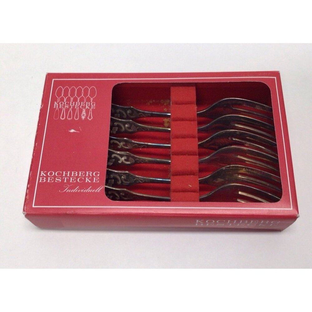 Kochberg Bestecke Hartglanz Silverplate Appetizer Mini Forks In Box Silber 90g